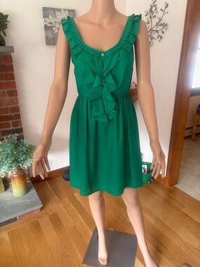 Elle Emerald Green Ruffle Front Sleeveless Mini Dress